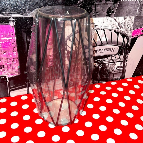 Target Accents New Black Metal Decor With Glass Insert Vase By